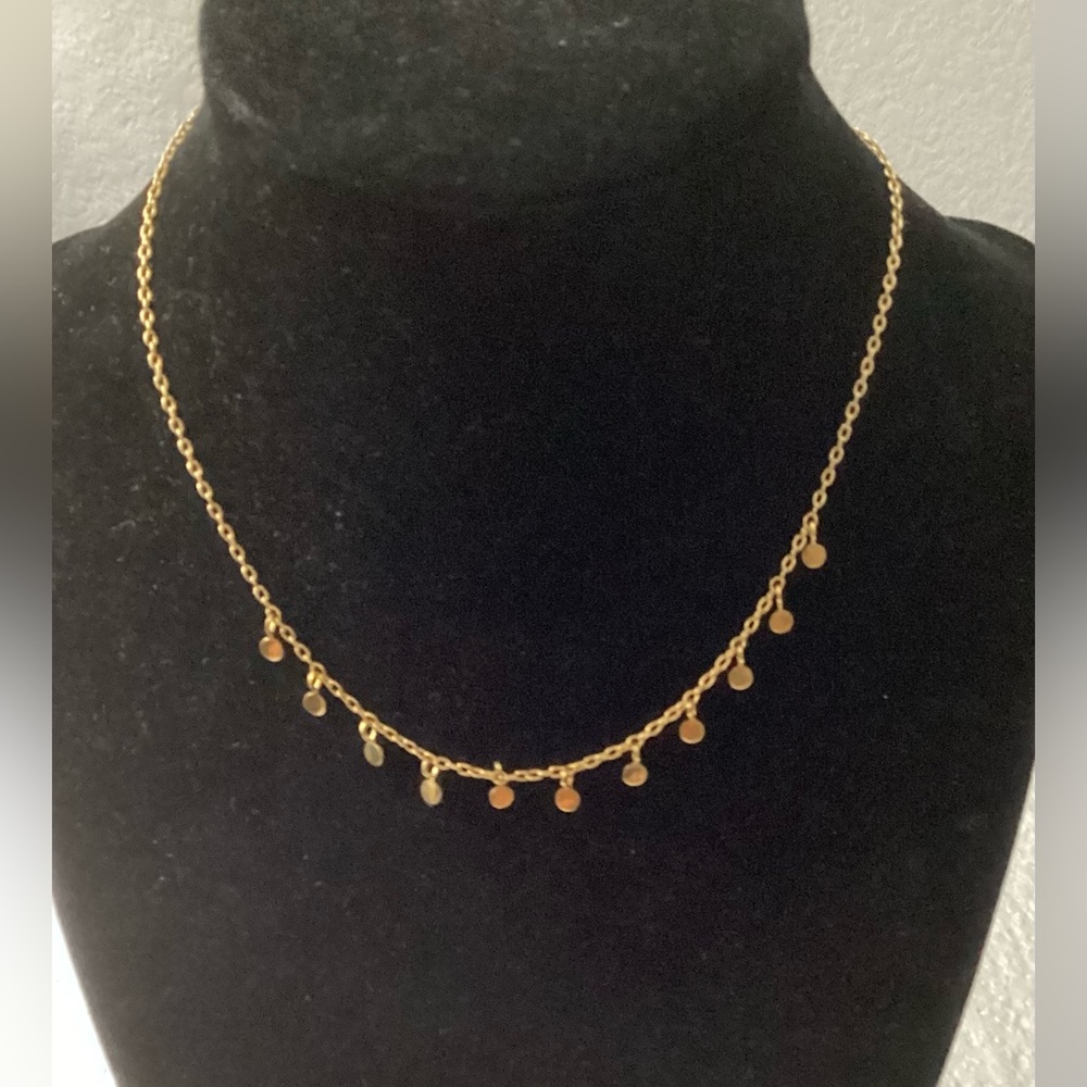 Sarah Chloe Delicate Gold Plated Disc Choker Necklace